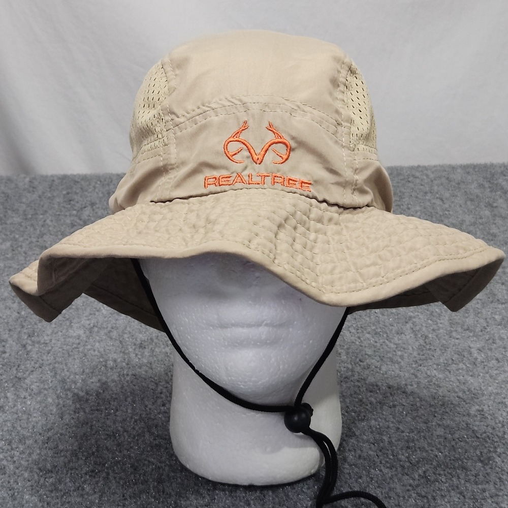 Realtree Bucket Hat Tan Mesh Vent Fishing Boonie Hiking Outdoor Sun Cap Safari